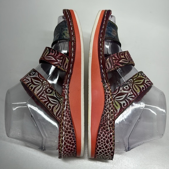 L'Aritste by Spring Step Caiman Sandals Shoes Open Toe Leather Floral Size 37 7 - Picture 6 of 9